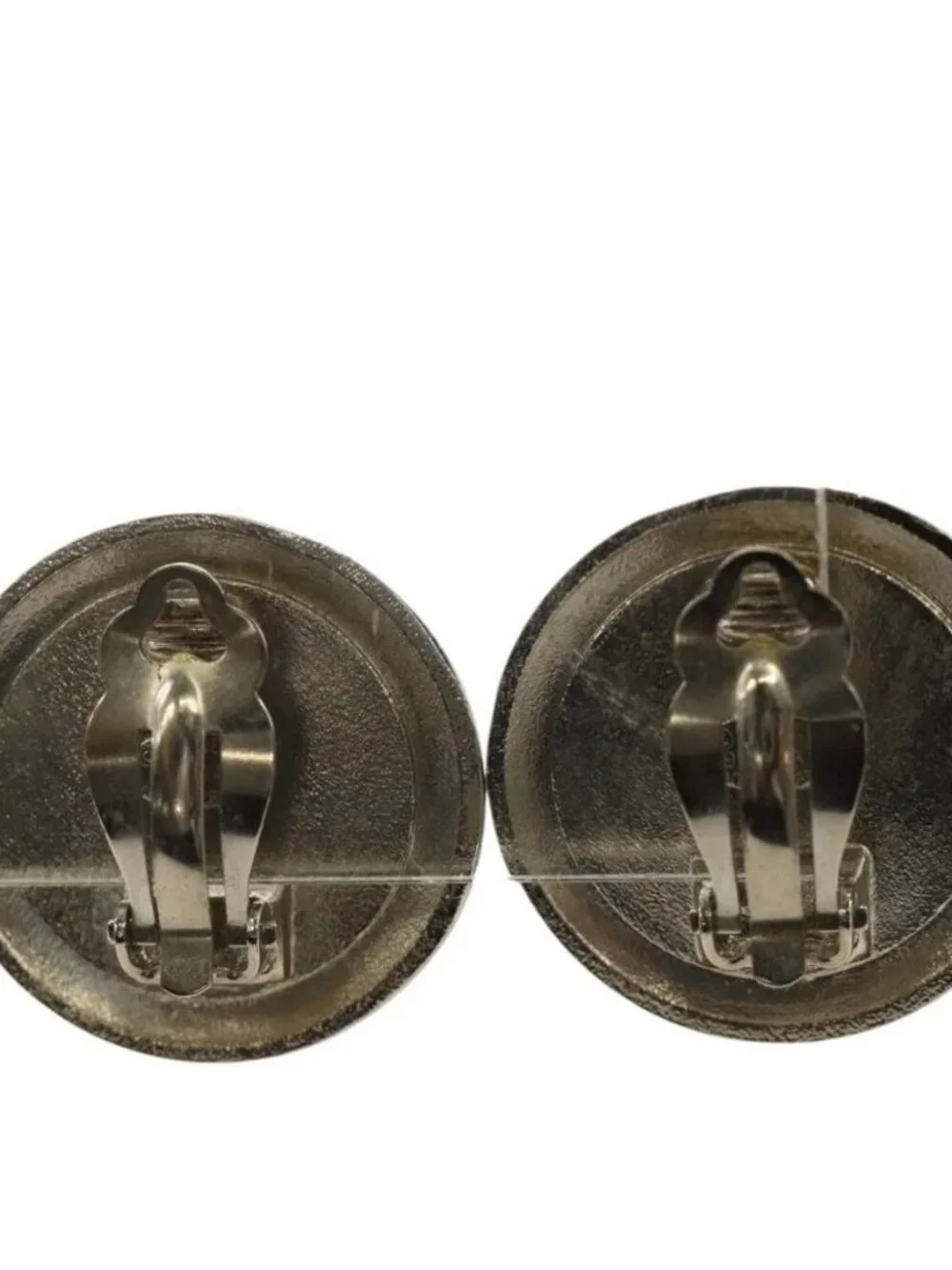 CHANEL COCO Mark Earring metal Silver tone CC Auth 183120M